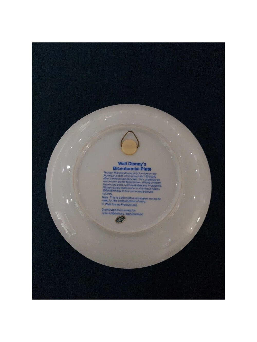 Walt Disney Mickey Mouse BICENTENNIAL 1776-1976 Collectible PLATE by SCHMID